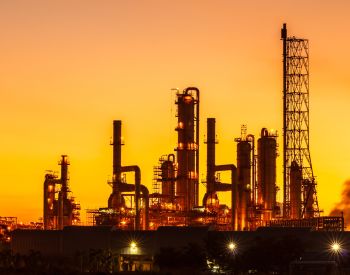 Getty Images 623282562 oil refinery at twilight