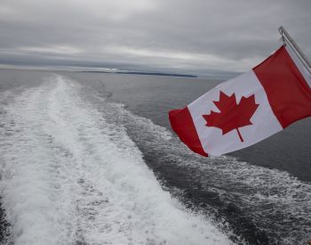 Getty Images 1418301113 Canada flag from boat