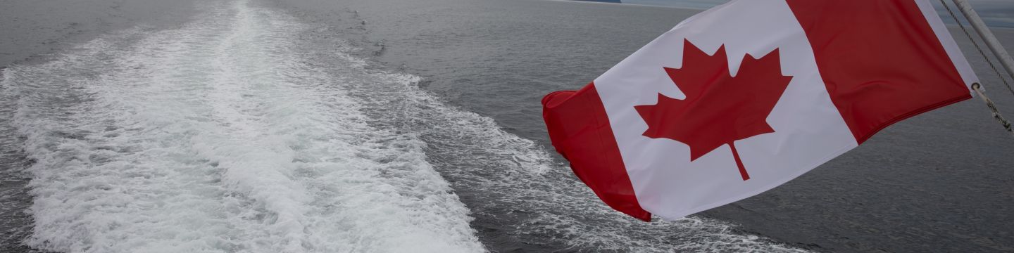 Getty Images 1418301113 Canada flag from boat